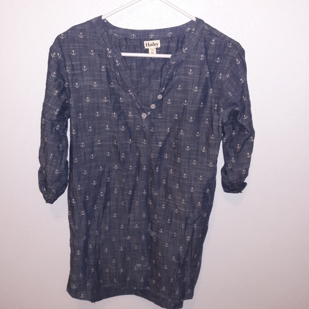 🌟 Hatley Chambray Anchors Classic Tunic size small